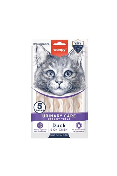 Wanby Creamy cat treats with duck and chicken flavors for urinary tract care....