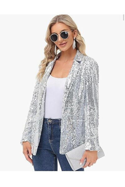 SuElo GÜMÜŞ PUL PAYETLİ CEKET