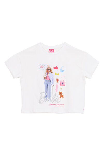 Barbie Baskılı Ekru Kız Çocuk T-Shirt BRB6SG-TST6433