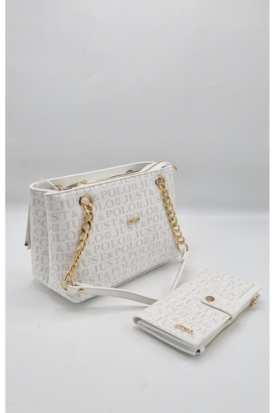 ÇANTAM GELSİN SET PORTOFEL ȘI GEANTĂ ALBĂ PENTRU FEMEI JUSTPOLO
