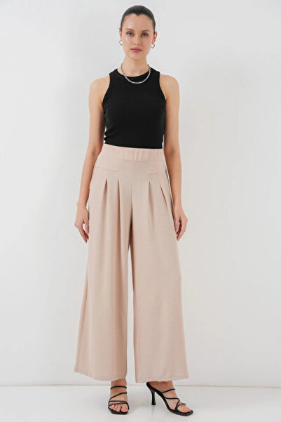 nedo7 Wide Leg Pleated Trousers 6718 - Cream