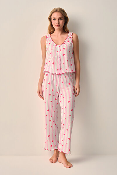 SUWEN Cherry Pamuklu Atlet Pantolon Pijama Takımı