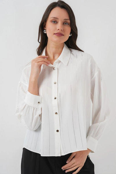 nedo7 White Silver Striped Shirt 5924