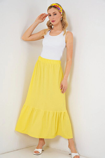 nedo7 1886 Long Knitted Skirt - Yellow