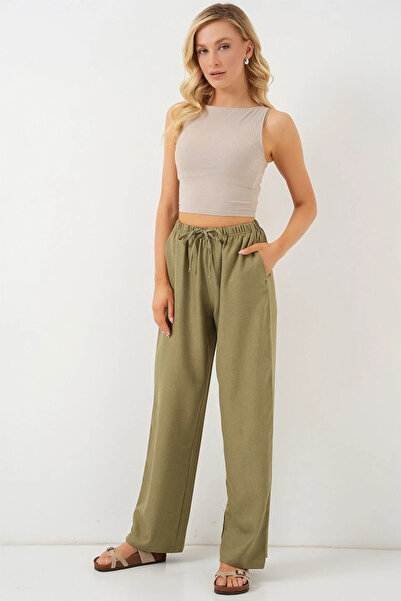 nedo7 Wide Leg Linen Trousers 6735 - Çağla