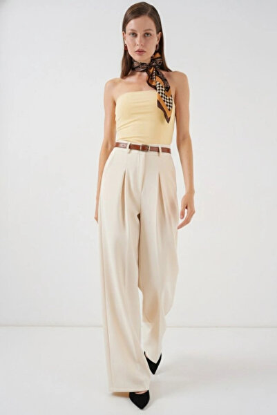 nedo7 High Waist Palazzo Trousers 30051 - Cream