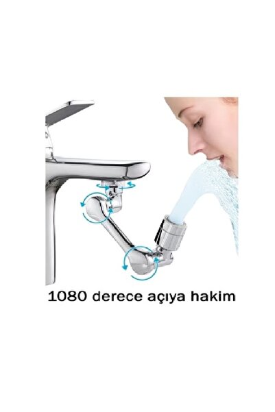 Universal Akrobat Musluk Başlığı 1080° Dönebilen Robotik Kol - Çift Modlu Sıç...