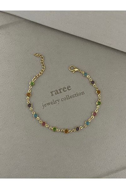 RAREE Renkli taşlı altın kaplama bileklik