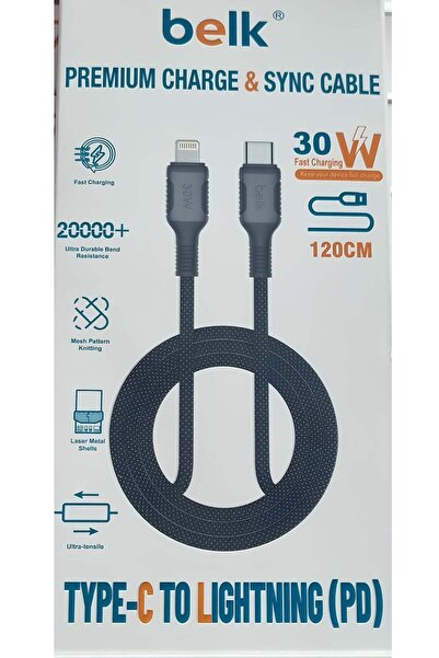 Belk كابل شحن من النوع C لأجهزة iPhone، مزود بمنفذ Lightning، مصنوع من قماش م...