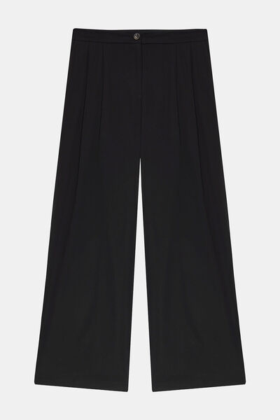 W Collection SİYAH PİLELİ RAHAT KESİM PANTOLON