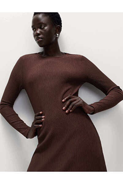 Marks & Spencer Pliseli Midaxi Jersey Elbise