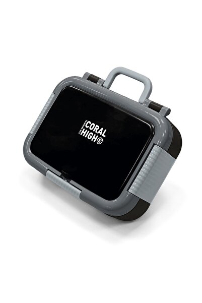 Coral High Kids Black Patterned Stainless Steel Lunch Box 39351