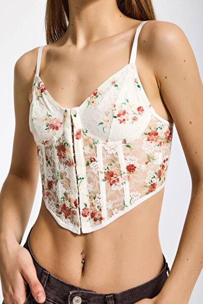 it's basic Women's Ecru Floral W5 Underwire Strap Lace Floral Patterned Speci...