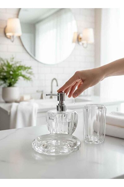 ROSSEV طقم حمام كريستال شفاف 3 قطع