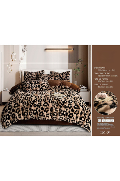 FIONNA.RO Duvet Cover Set Faux Rabbit Fur Bed Linen With Stretchy - Rabbit An...