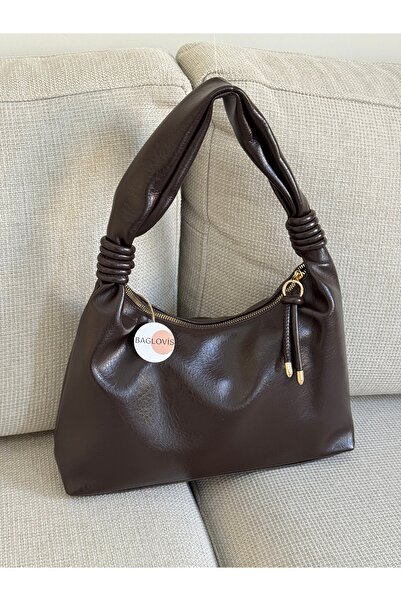 BAGLOVİS Soft Leather Look, Drawstring Strap, Casual, Stylish, Brown Women's ...