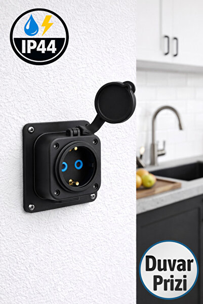 Badem10 Rubber Wall Socket Single Black 16A Durable Body Safe Electrical Sock...