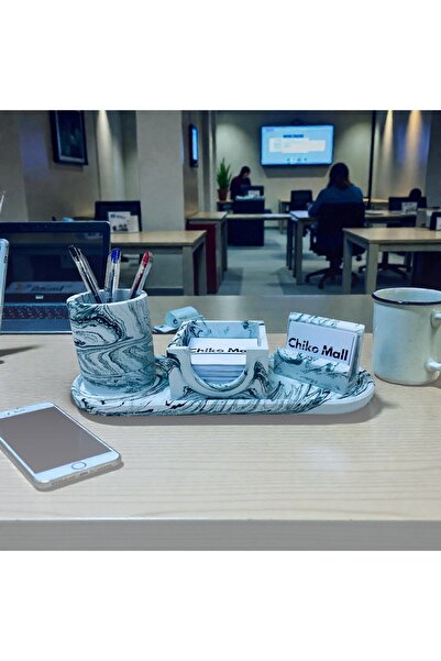 Chiko Mall El Yapımı 4 Parça Beton Masaüstü Ofis Seti