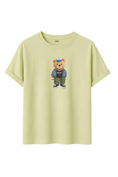 DK DAKSEL تي شيرت أبيض اللون للجنسين مطبوع عليه دمية دب مصنوع من القطن بنسبة ...