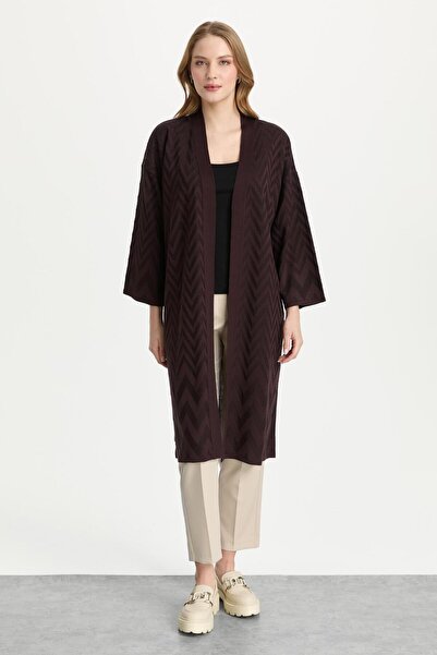 Mutlu Ertan Women's Zigzag Glitter Cardigan Vino 20308
