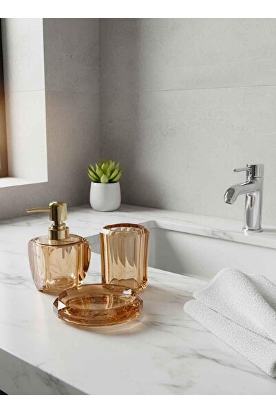 ROSSEV Bathroom Set Crystal Amber 3 Pieces