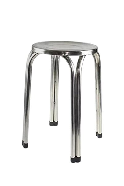 WDA كرسي دائري قابل للتكديس من الفولاذ المقاوم للصدأ، إطار معدني، فضي