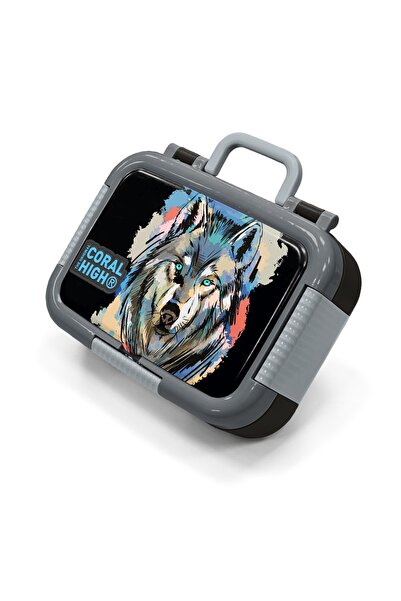 Coral High Παιδικό δοχείο φαγητού από ανοξείδωτο ατσάλι με σχέδιο μαύρου λύκο...