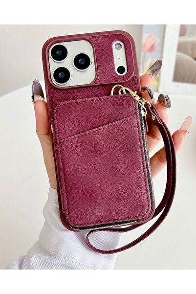 KILIF HOUSE iPhone 15 Compatible Leather Wallet Case with Zipper Bag