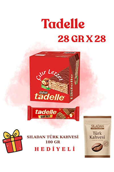 Tadelle Çikolatalı Fındıklı Gofret Tekli Paket 28gr x28 adet + Sıladan Kahve ...