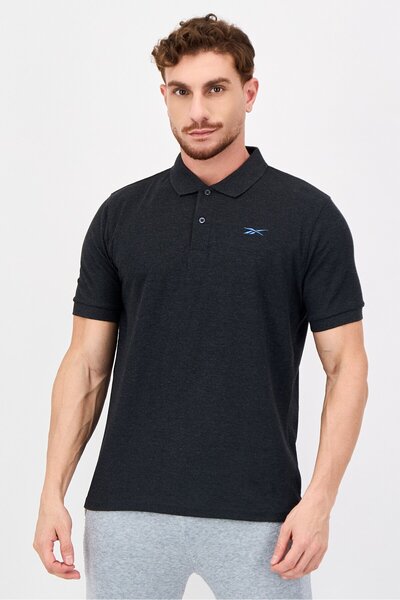 Reebok Men Sportswear Fit Short Sleeve Outdoor Polo Shirt, Dark Grey