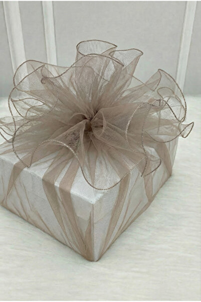 ZEYMERADE تول مزين بالمينك ذو حواف فضية، حقيبة هدايا للعروس والعريس لحفلات ال...