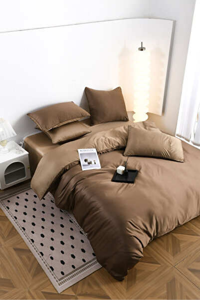 FIONNA.RO Premium Duvet Cover Set Linen 6 Pieces - Brown