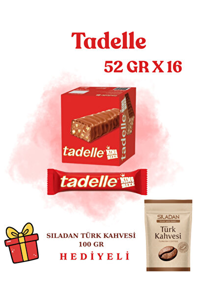 Tadelle King Size Çikolata 52 gr * 16 adet + Sıladan Kahve (100 gr) Hediyeli