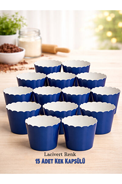 parti pera Lacivert Renk Cupcake Kek Kapsülü 15 Adet