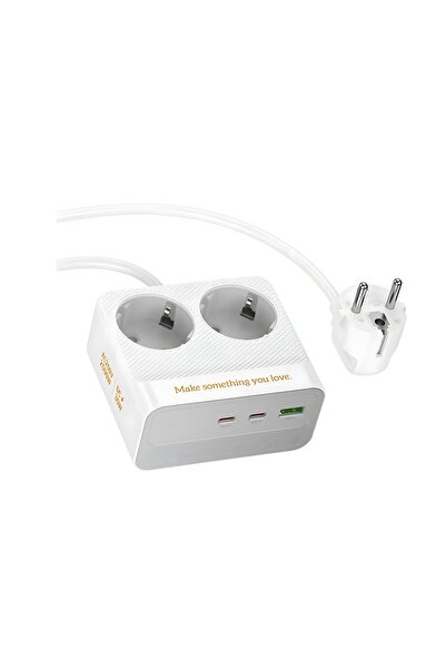 SMAYLİNG 2500W 2’li Akım Korumalı Priz + 30W PD Type-C Hızlı Şarj| 2 AC + 3 U...