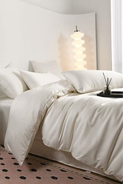 FIONNA.RO Premium Duvet Cover Set 6 Pieces - Butter White