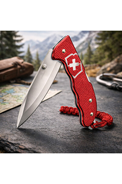 Victorinox Kırmızı Renk Isviçre Çakısı 5 Fonksiyonlu Kilitli Bıçak Evoke Alox...