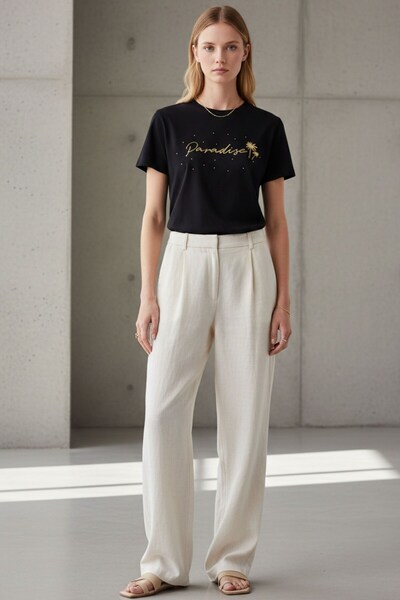 Kübra Tekstil Γυναικείο μπλουζάκι με στάμπα Black Paradise – Βαμβακερό μπλουζ...