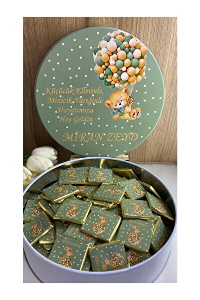 Nehir 50 Adet İsme Özel Hediyelik Metal Kutulu Madlen Sütlü Çikolata