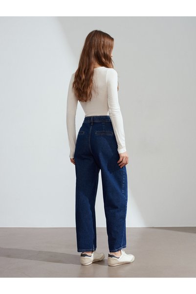 Dilvin 72284 Blugi cu talie înaltă, 100% bumbac, albastru marin