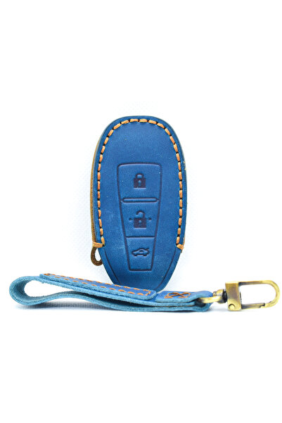 AUTOTOB Suzuki 3-button keyless key case, Leather, blue