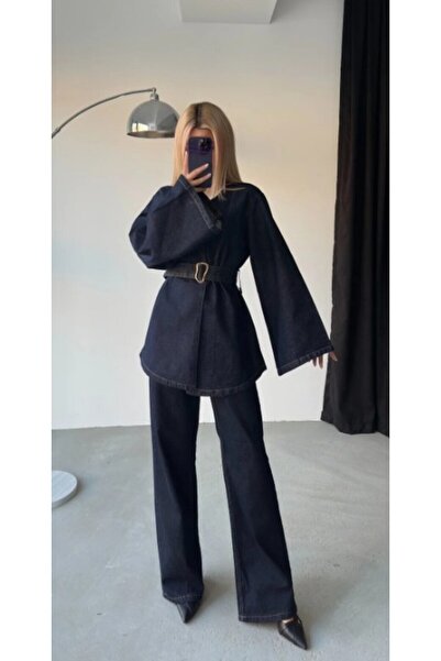 MADDİSSON Waist-Tied Jacket and Trousers Denim Set