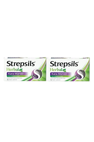 STREPSİLS Herbal Kara Mürver Aromali 16 Pastil 2 adet