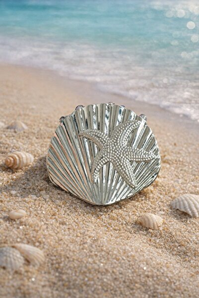 TAKIŞTIR Metalna kopča srebrne boje sa detaljima u obliku morske zvezde