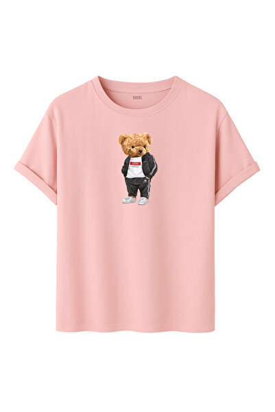 DK DAKSEL Tricou unisex cu decolteu rotund, 100% bumbac, imprimat cu ursulețu...