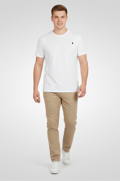 U.S. Polo Assn. Men Crew Neck Short Sleeve Embroidered Logo T-Shirt, White