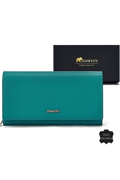 JERMYN'S Monza women's genuine leather wallet, turquoise