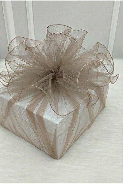 ZEYMERADE تول مزين بالمينك ذو حواف ذهبية، زينة هدايا للعروس والعريس لحفلات ال...