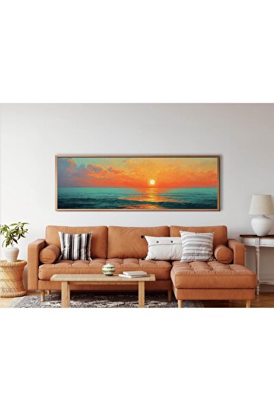 Tuba Decor Tek Parça Gerçek Ahşap Yatay Panorama Çerçeveli Tablo