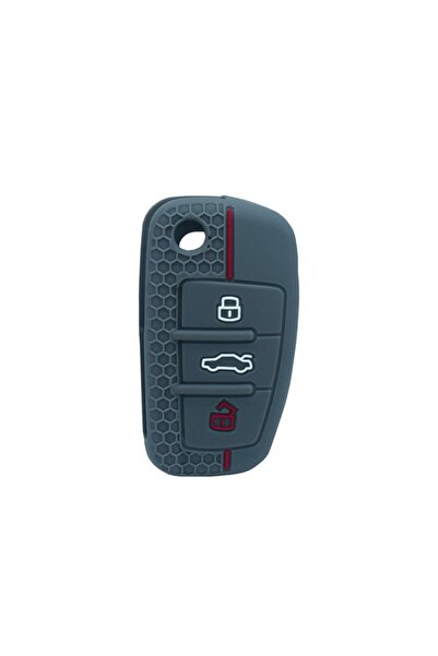 AUTOTOB Husa cheie tip briceag 3 butoane Audi, model sport, din silicon, gri ...
